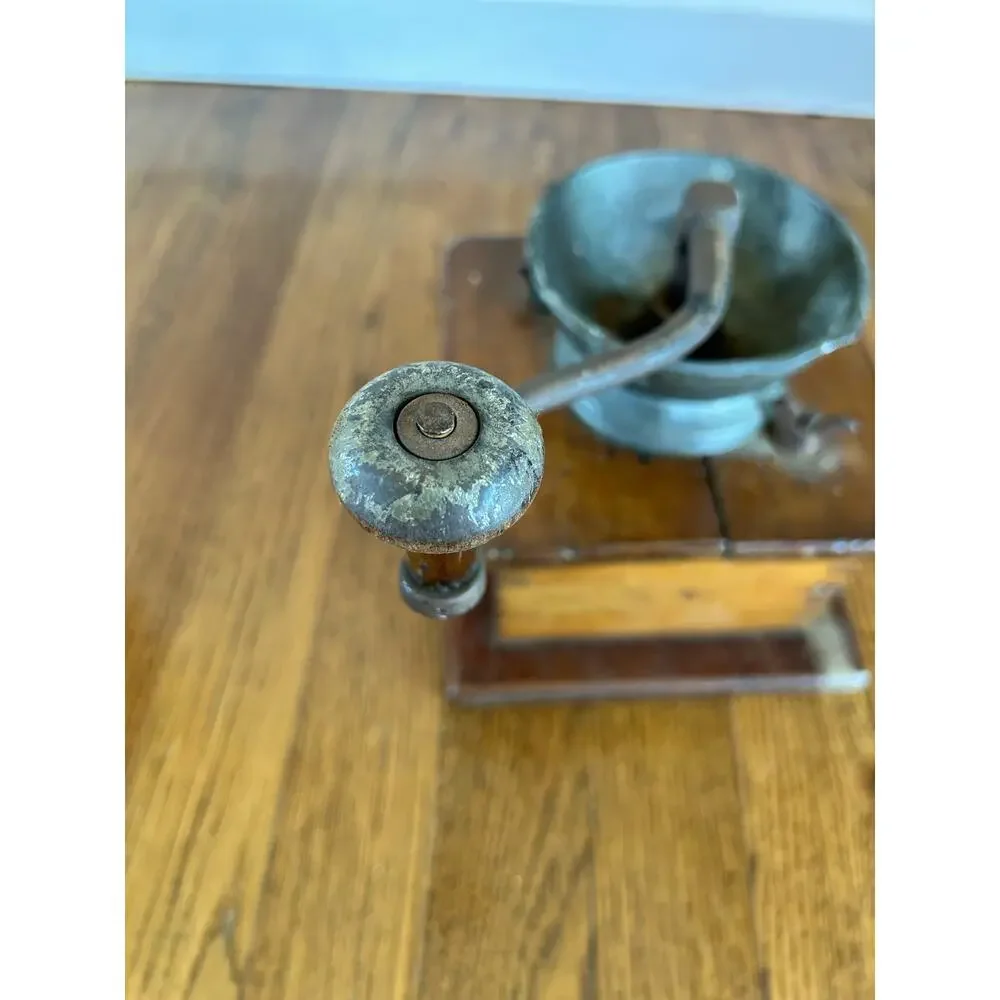 Antique Wood Dovetailed Box Coffee Grinder Mill